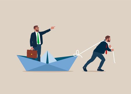 Business and corporate exploitation vector concept. Symbol of bossing, manipulation. Minimal design  illustrationのイラスト素材