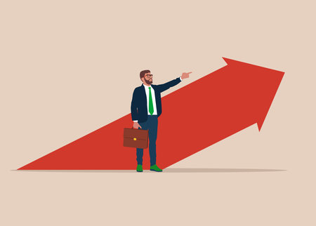 Businessman pointing direction for success. Manager Confidenceのイラスト素材