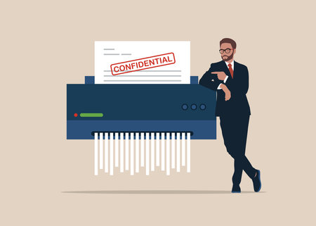 paper shredder confidential and private document office information protection.のイラスト素材