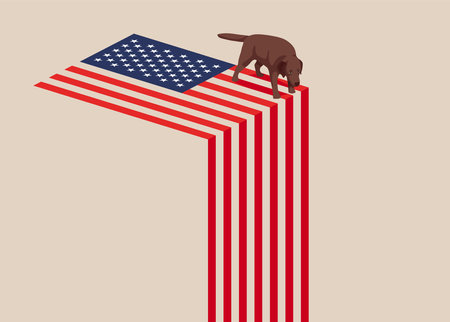 United States economy collapse. Symbol of crisis, recession, downfall and stock market crash. Vector illustration concept.のイラスト素材