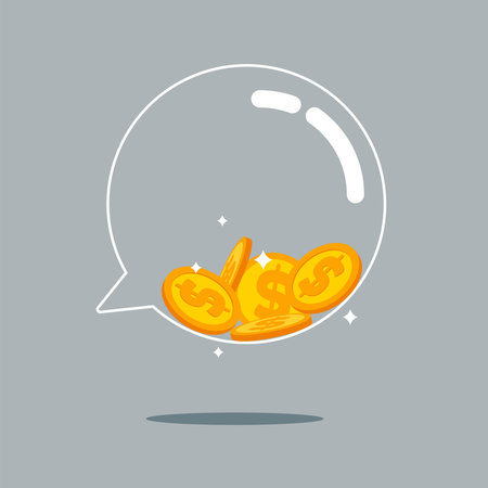 Money talks, a speech bubble filled with metal dollar coins.のイラスト素材