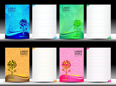 set Cover design for notebook, polygon background, tree polygon, brochure, flyer, poster, booklet, leaflet, cd cove, postcard, business card, annual report,Cover template,Abstract backgroundのイラスト素材