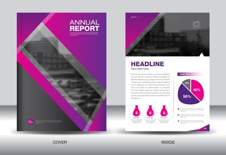 Annual report template,Purple cover design,brochure fl yer,info graphics elements, presentation template,Purple backgroundのイラスト素材