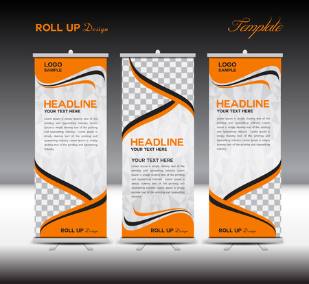Orange Roll Up Banner Template Vector Illustration Polygon