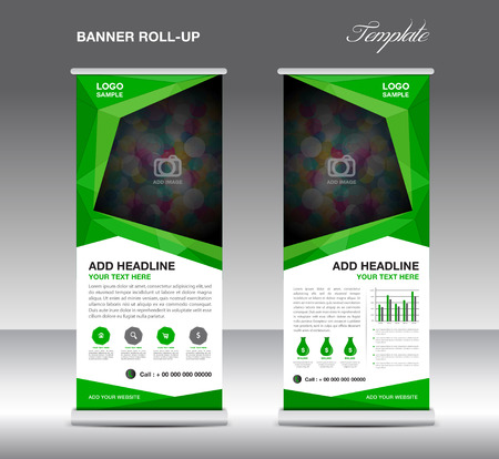 Green Roll up banner stand template, stand design,banner template,layout templateのイラスト素材
