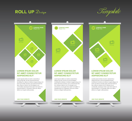 Green Roll Up Banner template display advertisement design  illustrationのイラスト素材
