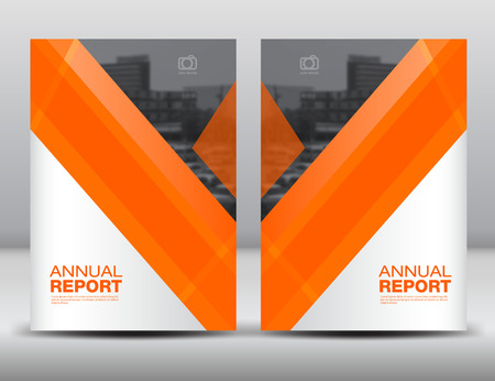 Orange Cover annual report brochure flyer book cover polygon backgroundのイラスト素材