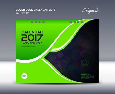 Desk Calendar for 2017 Year, Cover Desk Calendar template, green cover designのイラスト素材