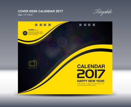 Desk Calendar for 2017 Year, Yellow Cover Desk Calendar template, flyer designのイラスト素材