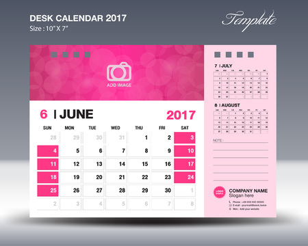 JUNE Desk Calendar 2017 Template for businessのイラスト素材