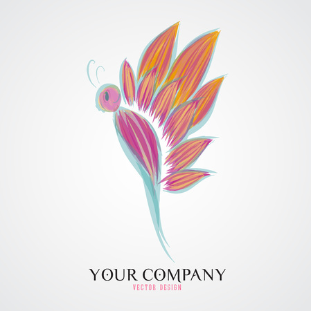 butterfly vector illustration, logo design, icon, vintage, cosmetic, cartoon drawingのイラスト素材