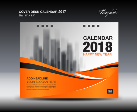 Orange Cover Desk Calendar 2018 Design templateのイラスト素材
