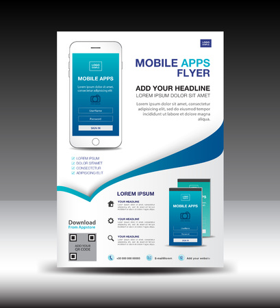 Mobile Apps Flyer template.のイラスト素材