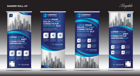 Blue Roll Up Banner Template Illustration Polygon Background