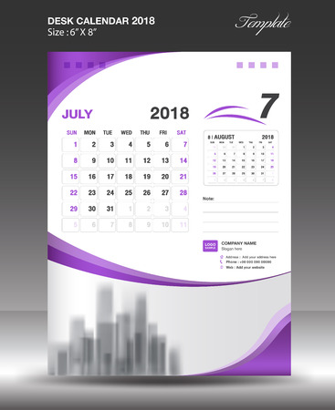 July 2018 desk calendar design.のイラスト素材