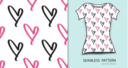 T-shirt design, pink seamless pattern vector illustration, fabric texture, patterned clothing, abstract background.のイラスト素材