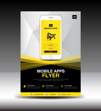Mobile Apps Flyer template. Business brochure flyer design layout.のイラスト素材