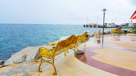 The sea in the blue sky, nature background, wallpaper design, Viewpointのeditorial素材