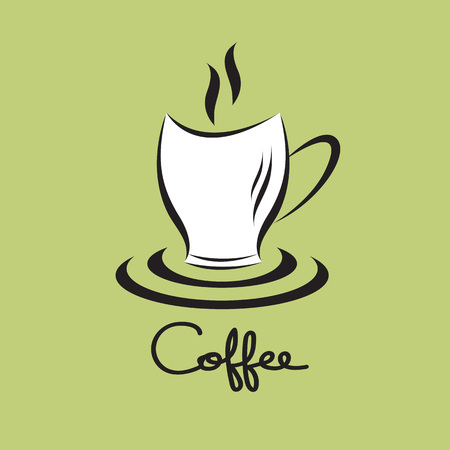Coffee cup icon, Coffee shop design template, Restaurant and Cafe hot drink symbol, Green Tea cup vector illustrationのイラスト素材