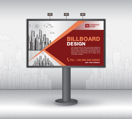 Billboard banner template vector design, advertisement, Realistic construction for outdoor advertising on city background, vector template designのイラスト素材