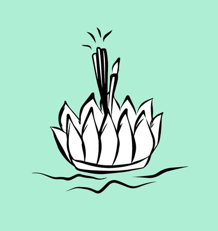 Loy Krathong Festival vector illustration, Hand drawn Black and white color
のイラスト素材