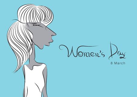 8 march. Women's day vector template can be use poster, flyer, sale banner, Postcard, greeting card, brochures. hand drawn women vector illustrationのイラスト素材