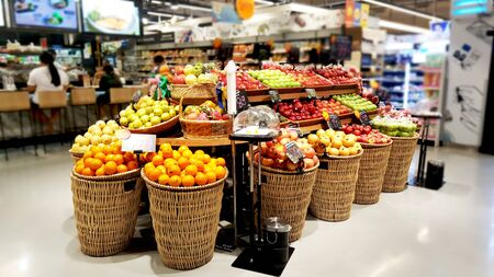 Variety of fresh fruits for sale in department stores.のeditorial素材