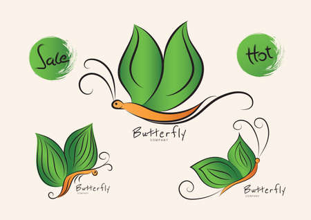 Set Butterfly logo vector illustration for cometics, spa,  packaging, label, sticker, t-shirt, poster, flyer, card, advertisementのイラスト素材