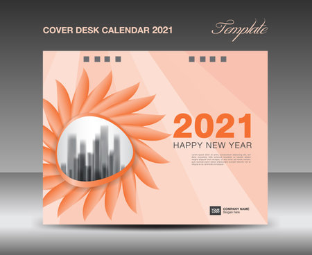 Cover desk calendar 2021 template designのイラスト素材