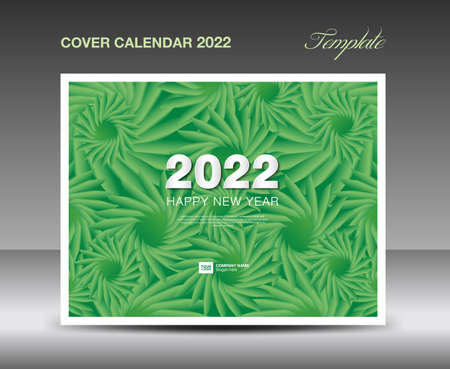 Cover Desk Calendar 2022 template, Cover Design, flyer, ads, booklet, catalog, newsletter, book cover, Green flowers nature concept, Booklet, advertisement, printing, Business template, Vectorのイラスト素材