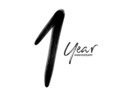 1 Years Anniversary Celebration Vector Template, 1 Years  logo design, 1th birthday, Black Lettering...