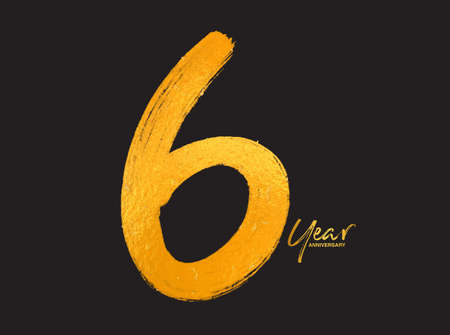 Gold 6 Years Anniversary Celebration Vector Template
