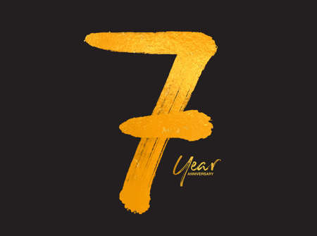 Gold 7 Years Anniversary Celebration Vector Template