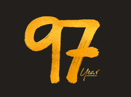 Gold 97 Years Anniversary Celebration Vector Template, 97 Years  logo design, 97th birthday, Gold...