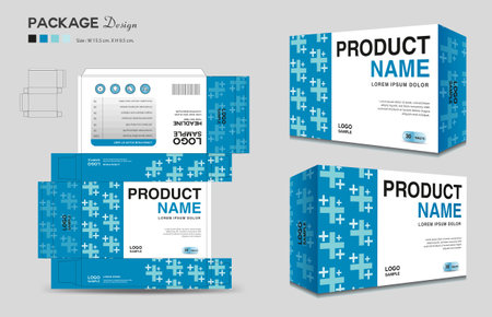 Supplements and Cosmetic box design, Package design template, box outline, Box Packaging design, Label design, healthcare label, packaging design creative idea vector, realistic mock-upのイラスト素材
