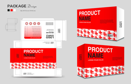 Supplements and Cosmetic box design, Package design template, box outline, Box Packaging design, Label design, healthcare label, packaging design creative idea vector, realistic mock-upのイラスト素材