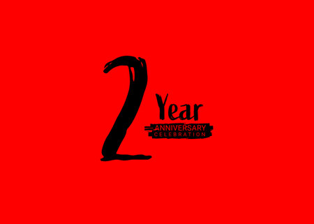 2 Years Anniversary Celebration logo on red background, 2 number logo design, 2nd Birthday Logo, ...