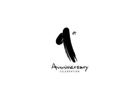 1 Years Anniversary Celebration logo black paintbrush vector, 1 number logo design, 1st Birthday Logo, happy Anniversary, Vector Anniversary For Celebration, poster, Invitation Cardのイラスト素材