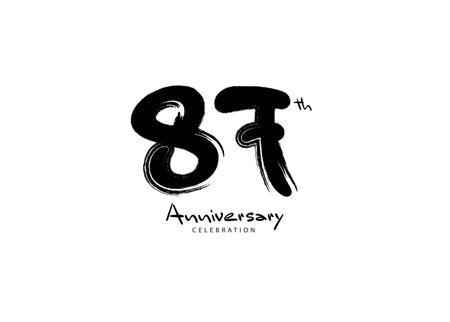 87 Years Anniversary Celebration logo black paintbrush vector, 87 number logo design, 87th Birthday Logo, happy Anniversary, Vector Anniversary For Celebration, poster, Invitation Cardのイラスト素材