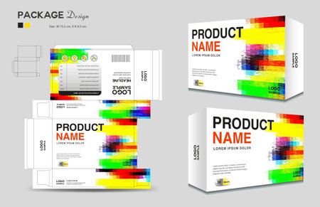 Cosmetic box design, Supplements box template, Package design template, 3d Box Packaging design, cosmetic label, medical label, soap label, packaging design vector, Package boxes mockupのイラスト素材