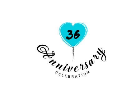 36 Years Anniversary Celebration logo with red heart vector, 36 number logo design, 36th Birthday Logo, happy Anniversary, Vector Anniversary For Celebration, poster, Invitation Cardのイラスト素材