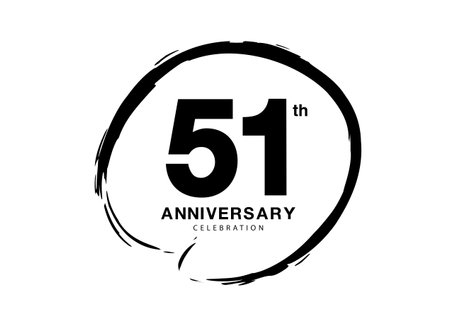 51 Years Anniversary Celebration logo black paintbrush vector, 51 number logo design, 51th Birthday Logo, happy Anniversary, Vector Anniversary For Celebration, poster, Invitation Card, black colorのイラスト素材