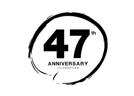 47 Years Anniversary Celebration logo black paintbrush vector, 47 number logo design, 47th Birthday Logo, happy Anniversary, Vector Anniversary For Celebration, poster, Invitation Card, black colorのイラスト素材
