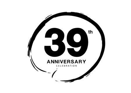 39 Years Anniversary Celebration logo black paintbrush vector, 39 number logo design, 39th Birthday Logo, happy Anniversary, Vector Anniversary For Celebration, poster, Invitation Card, black colorのイラスト素材