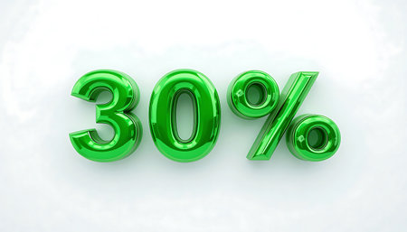 30 Percent Off Sale. 30% percent of. Special offer discount. green number 30% 3d rendering. sign for marketing, sales, discounts, promotions, financial, business, banner. 3d green number. number designの素材