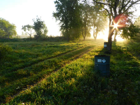 Fairy dawn in the villageの写真素材