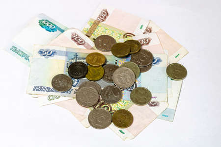 Scattered money. Pile of moneyの写真素材