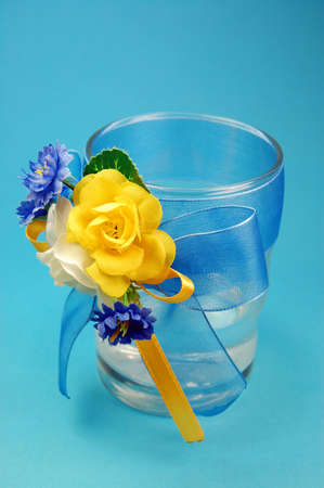 glasses with flowersの写真素材