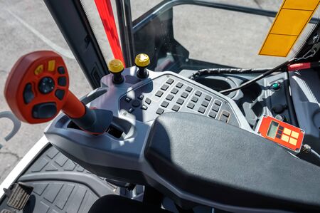 automatic gearbox with armrest and control panel with buttonsの写真素材