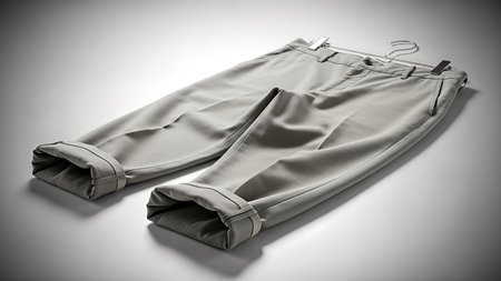 Grey pants on a white background. 3d rendering. Toned.の写真素材